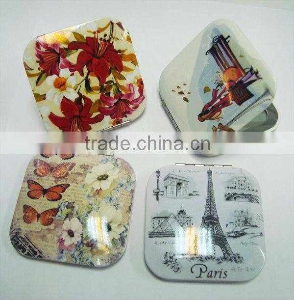 Fashionable Square Cosmetic mirror/Make-up Mirror/Compact Mirror Metal Pocket Mirror Aluminum Purse Mirror