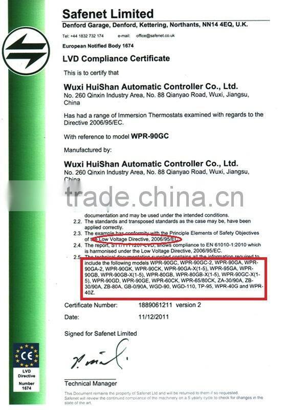 pipe or boiler immersion mounting thermostat ZA-30/90A