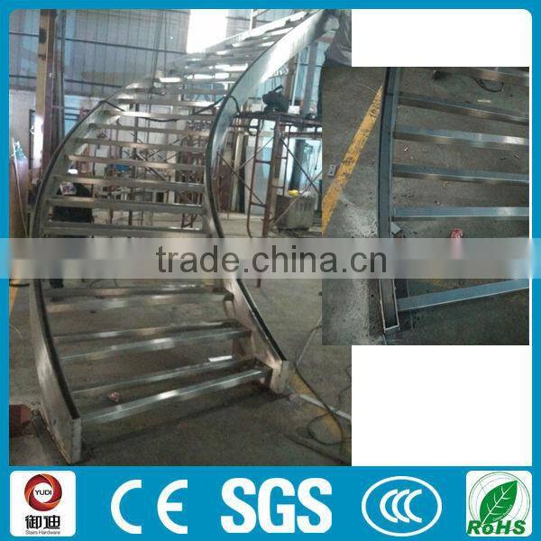 Curved stainless steel beam stairs