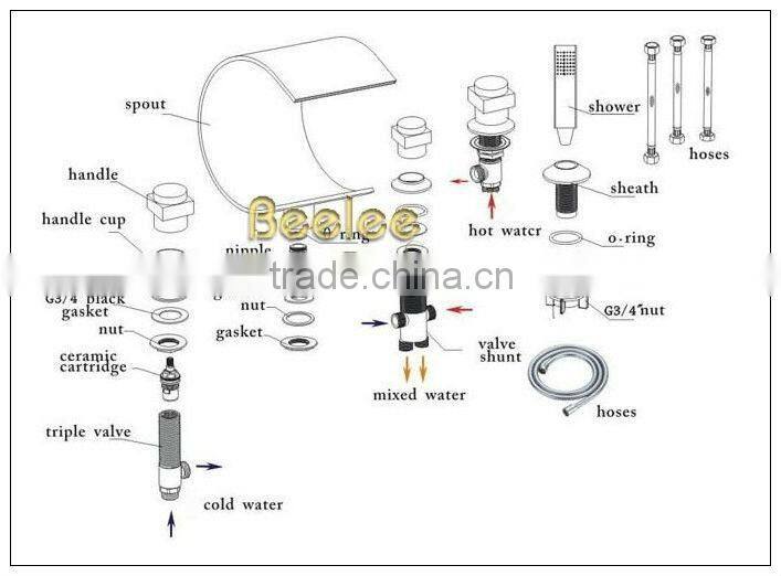 3 Pcs Set Bathtub Golden Faucet Q30113G