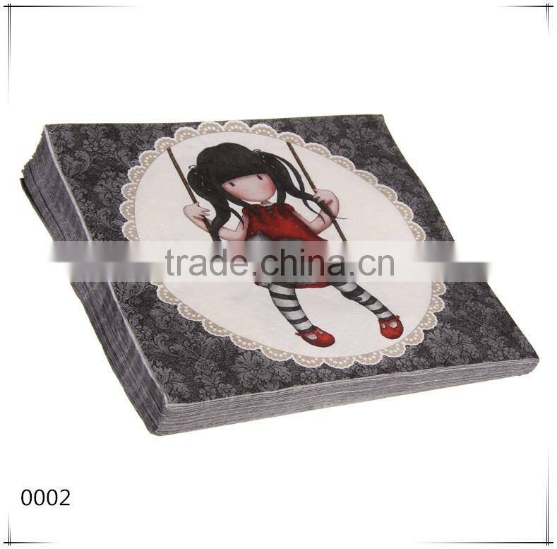 printed beautiful napkin soft virgin wood pulp paper 2ply new design