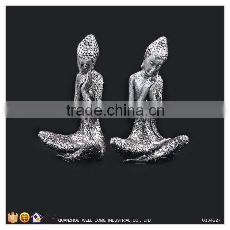 Silver Paint Female Buddha Statue Figure Of Buddha Of Crossing