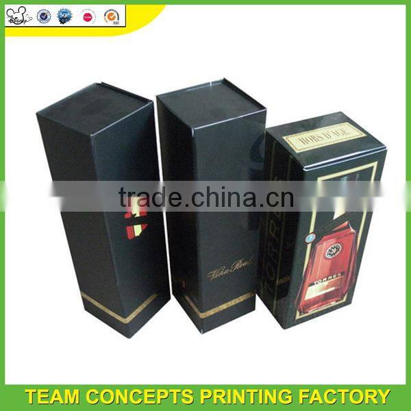 Black color hard cardboard custom wine gift box