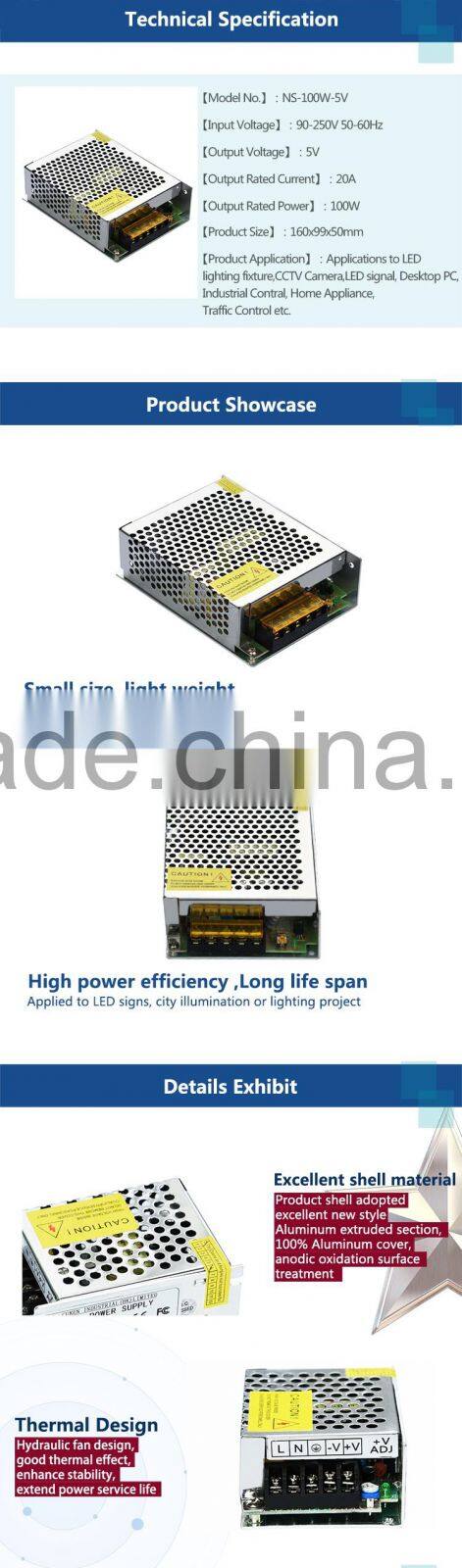 100W 5V Normal Indoor Series LED Power Supply