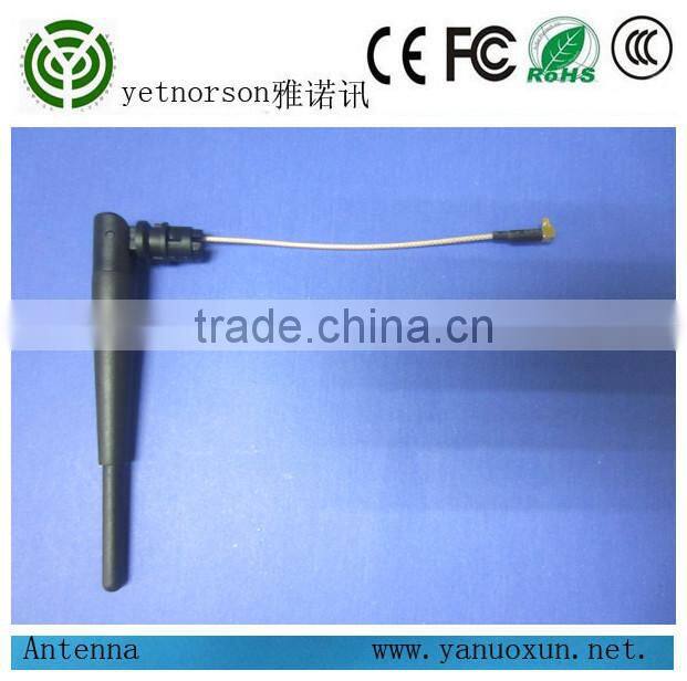 2.4g /5.8g rubber antenna with rg 178 cable and right angle mmcx connector