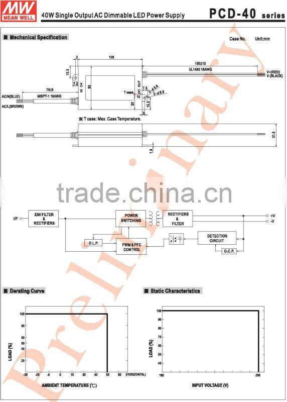 Meanwell PCD-40-1750B 40W 1750mA led power supply constant current