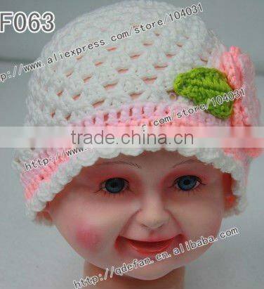 Wholesale 100% cotton baby crochet beanie hat flower, knitting patterns for beanie hats ,girls fashion hats