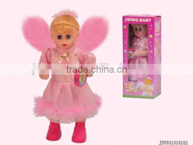 Hot sale electric lovely angel baby doll with rocking chair & phone musical toy