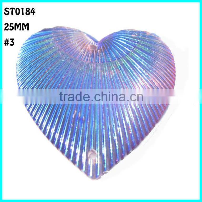 Garment Loose Rhinestone Beads ,25mm Heart Sew On Rhinestone ,Resin Rhinestone