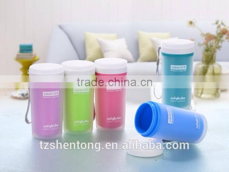 Wide mouth double wall portable bpa free plastic drinking water bottle