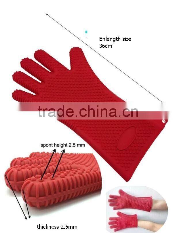 36CM heat resistant five finger silicone grill glove