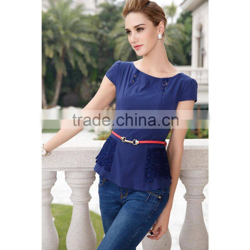 Factory Price Premium Quality Classic Patch Work In Blouse Round Neck Designs