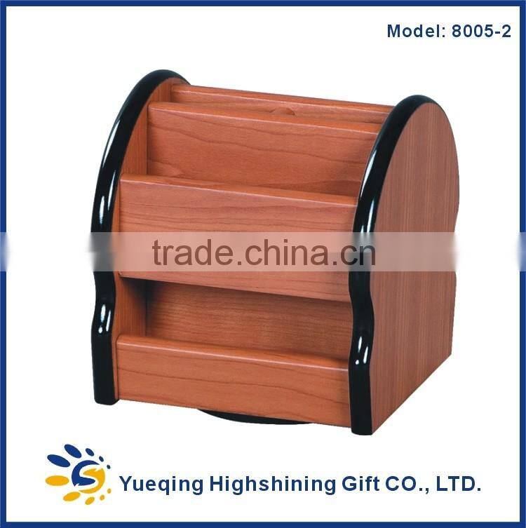 HY8005 wooden pen holder penholder pencil holder Fashion 360 degrees rotatable desktop stationery organizer