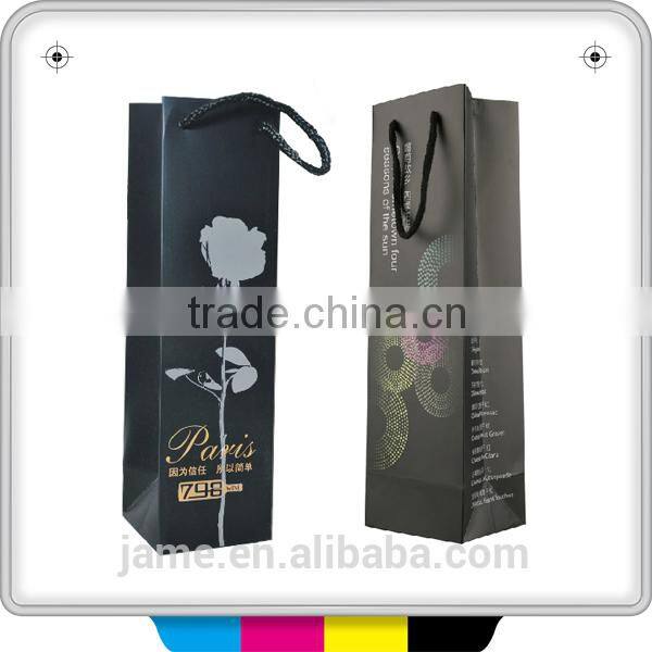 2014 gloss lamination brown wine paper bags with handles wholesale