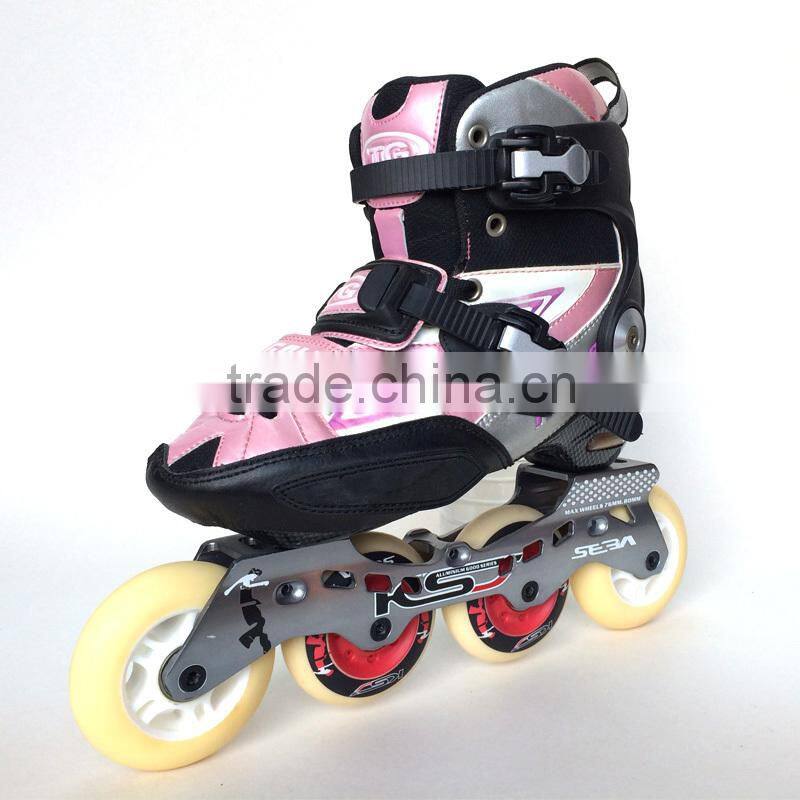 New design high grade pink 2015 inline skate professional shoes for women