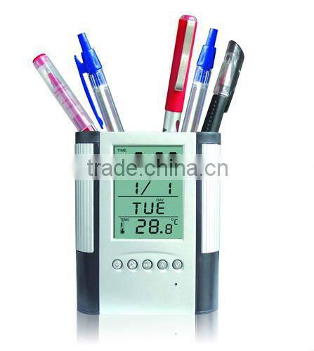 Pyramid shape color change talking calendar clock