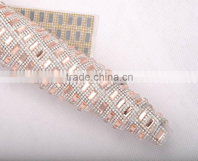 Hot fix rhinestone crystal mesh trimming fabric flower trim