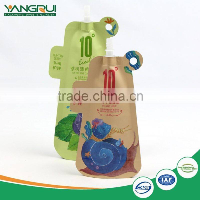 Manufacturer wholesale facial liquid stand up spout pouch