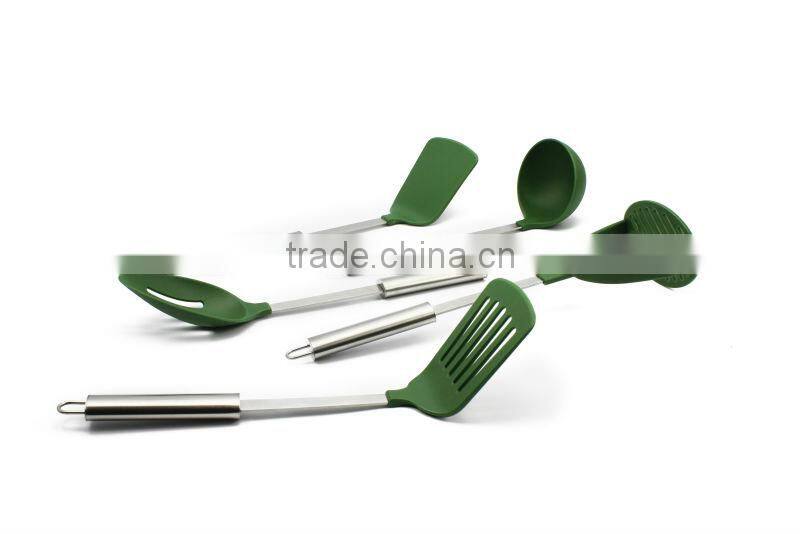 Silicone Kitchen Utensil Set with Stainless Steel Handle