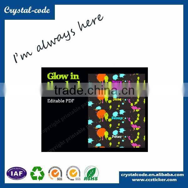 Glow in the dark wall sticker, fluorescent label sticker, Cartoon fashion promotion pvc sticker Packaging Label