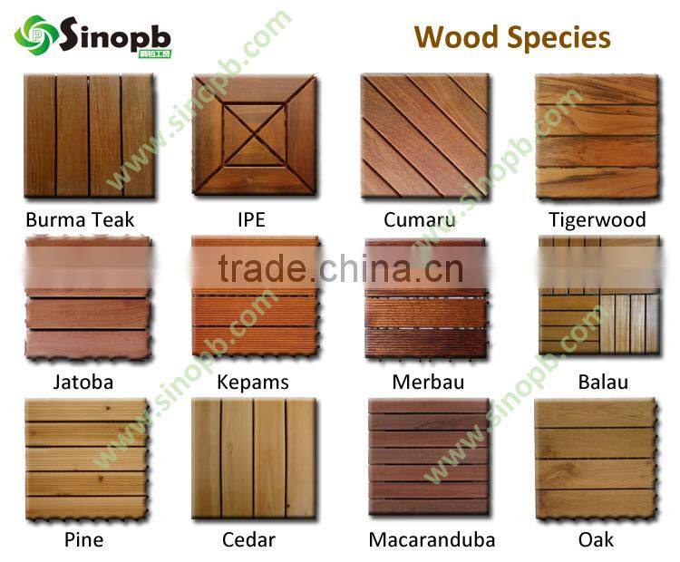 Hot Sale Merbau Wood Slat Tile with Plastic Square Base Bed