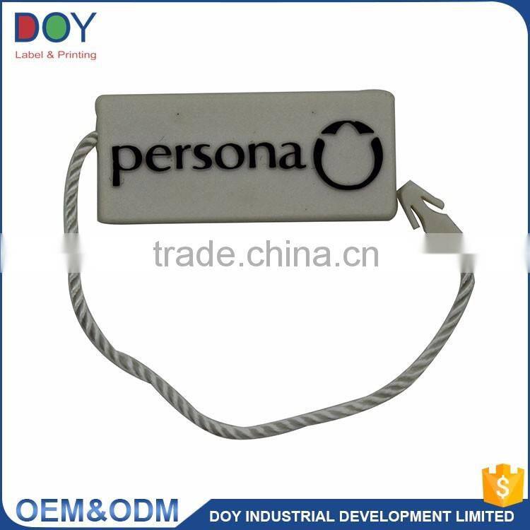 Factory sale high quality custom name logo hang tag plastic string hanging tablets for clothing