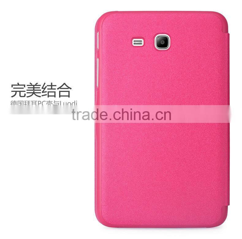 hot selling gold sand seaside pu case for samsung tab 3 lite T110/T320/P601