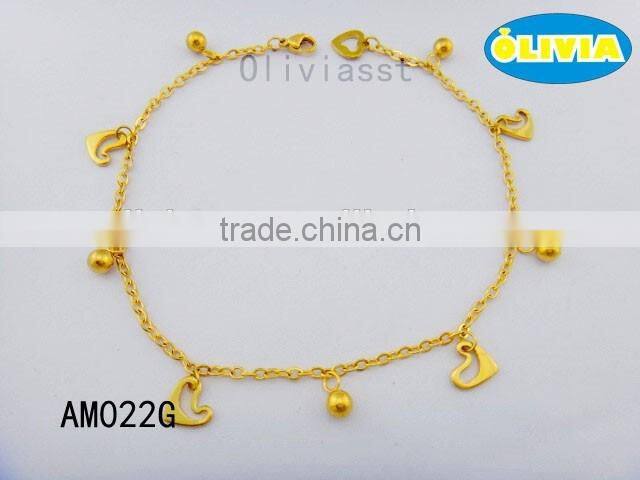 Olivia Jewelry 2016 Fashion Vintage Charm Women Gold Heart Anklets