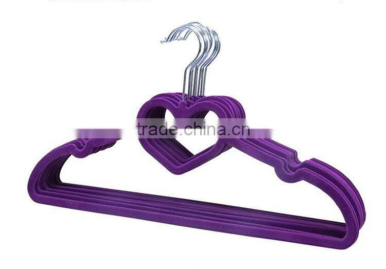Non Slip Flocked Velvet Heart Coat Clothes Garment Hangers