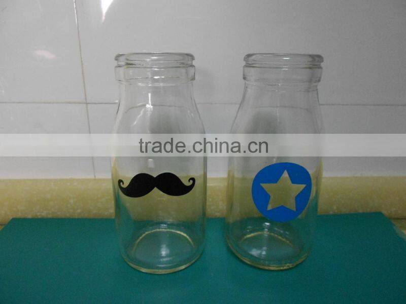200ml clear glass dairy bottle, yogurt bottle