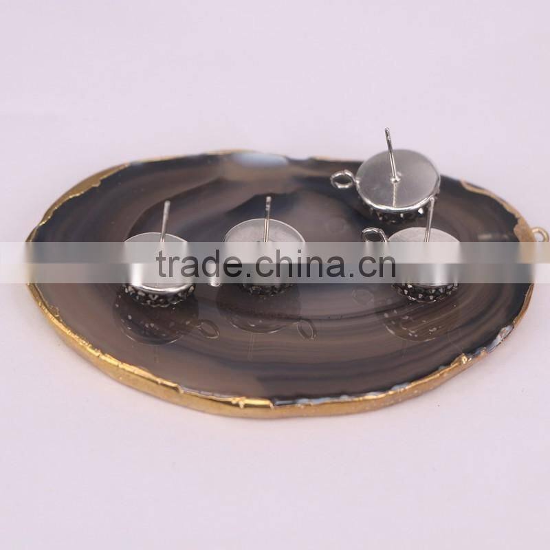 Fashion Evil Eye Shell Earring, Pave Crystal Stud Earrings, Charm Shell Gem Earrings