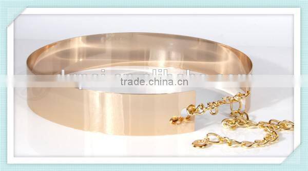 New fashion Pierced silver and golden metal belt with chain