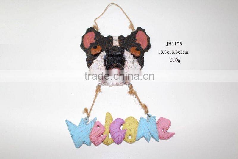 Dog head, resin decorative with hanging wall for coffee store decoration
