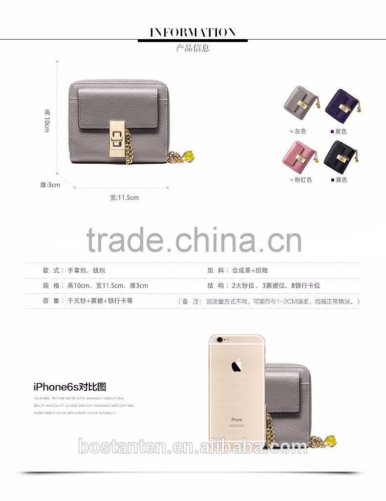 customized hasp open wallet women genuine leather coin hand purse