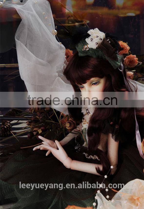 New arrival heat resistant dark brown deep wavy 1/4 BJD doll wig