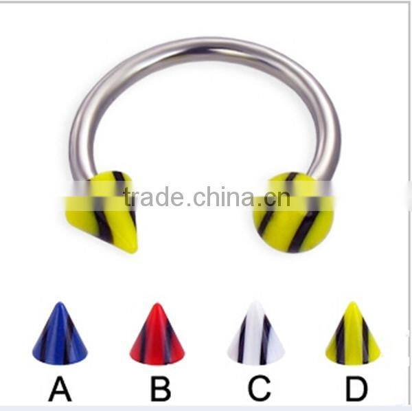 Circular barbell with double striped ball and cone