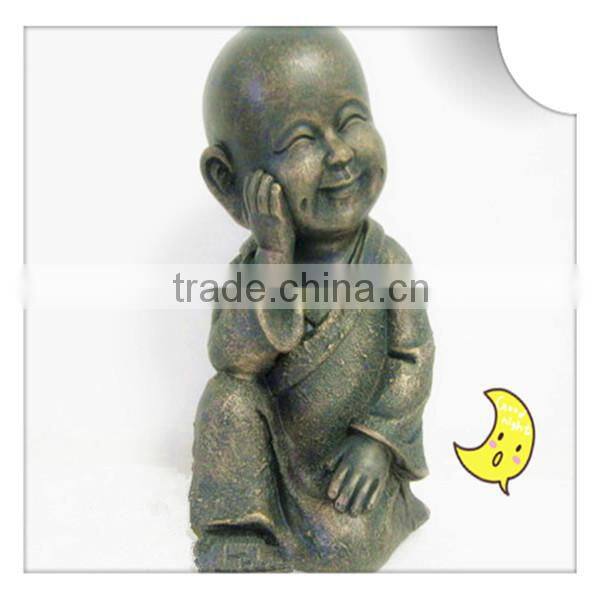 Resin Little Sitting Monk with Hands Covering Mouth Craft for Home Decoration