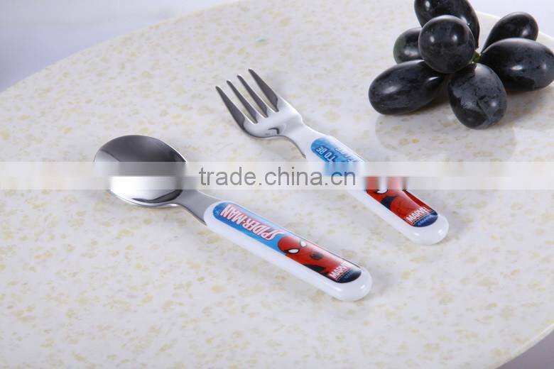 Elegent and Hight Quality Plastic Handle Spoon Fork Baby Cutlery Set