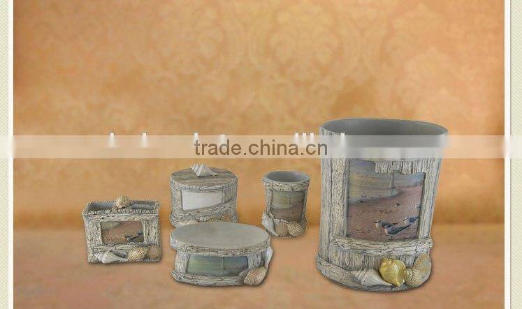 Sea series Resin Bathrooom Sets 5pcs bathroom accessory set