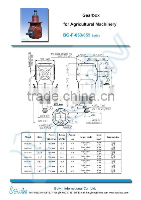 BG-F-053/059 Series Agricultural Gearbox