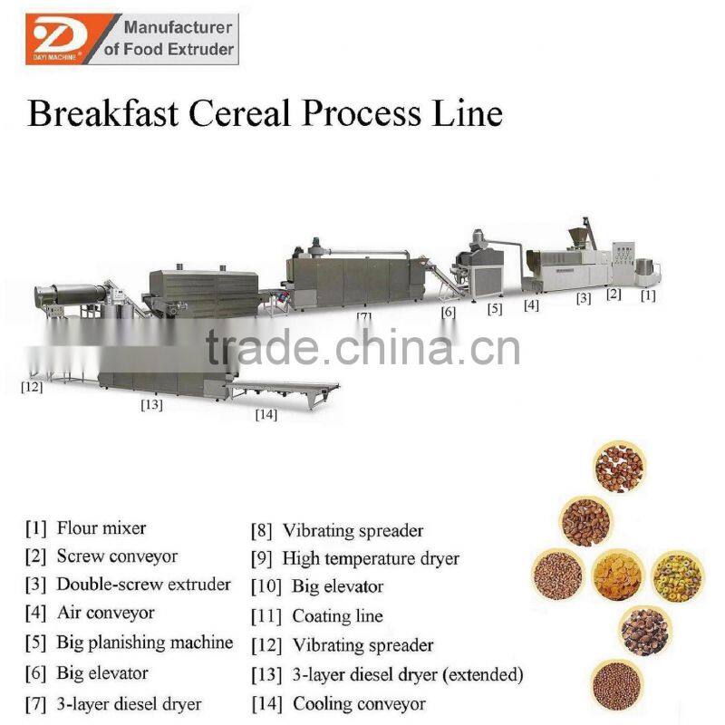 2015 best selling China Dayi Honey Cornflake breakfast cereals processing line