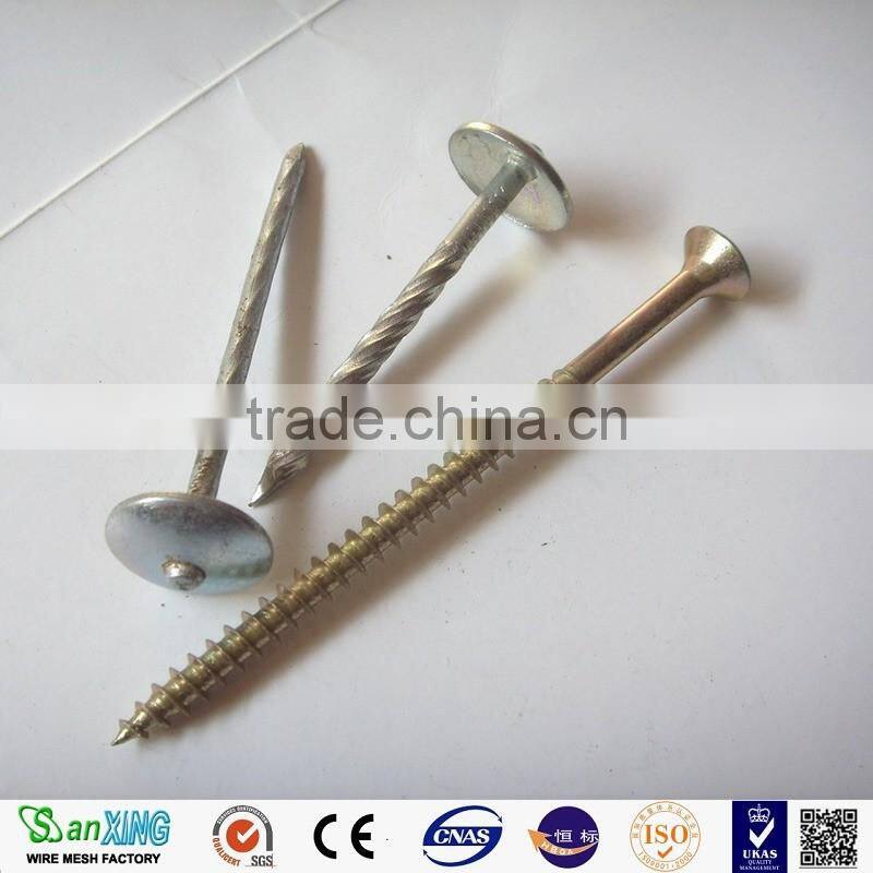 Antirust/Strong/electro galvanized umbrella head roofing nails with twist shank