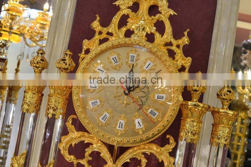 Exquisite Copper Cast Floor Clock, High Quality 24K Gold Floor Clock, Metal Mounted Floor Clock