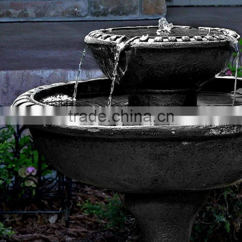 Outdoor Classics Gardens Solar Two Tiered Birdbath Fountain