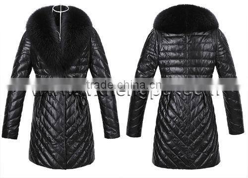 Genuine Leather Down Overcoat Jacket