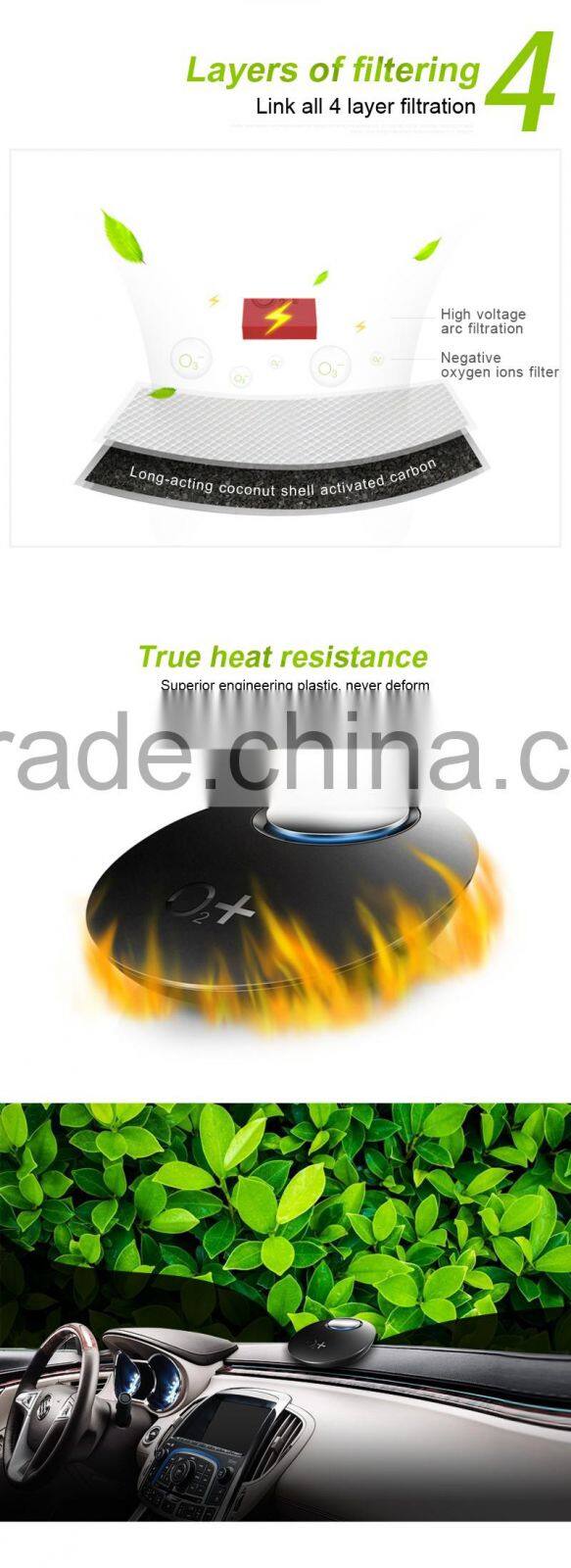 Newest original design hot selling high quality O2+ car air purifier mini air purifier