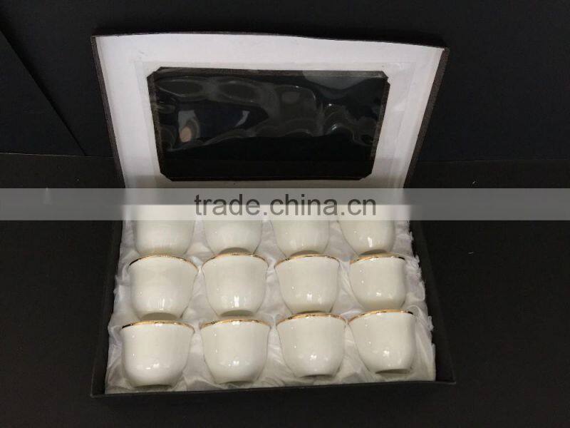 Fine porcelain new bone china 90cc golden cawa cup tea cup set promotion tea cup gift box packing