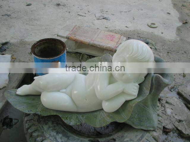 Hand carved small marble stone Chinese baby sculpture