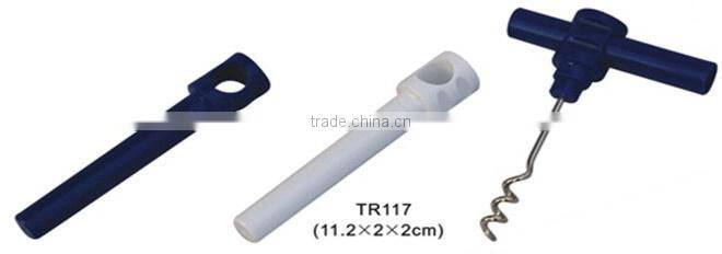 Wine Bottle Cap Opener Corkscrew Stainless Steel Metal With Plastic Handle