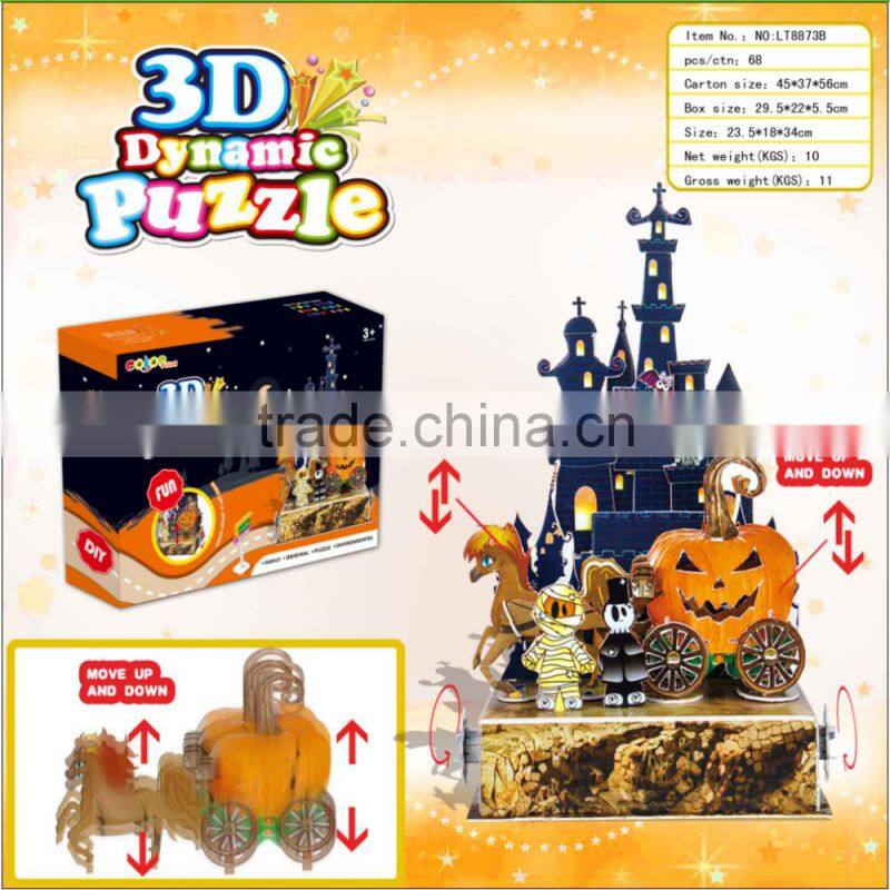 new arrival 3D DIY rotation Halloween puzzle/ moveable puzzle/ educational paper puzzle